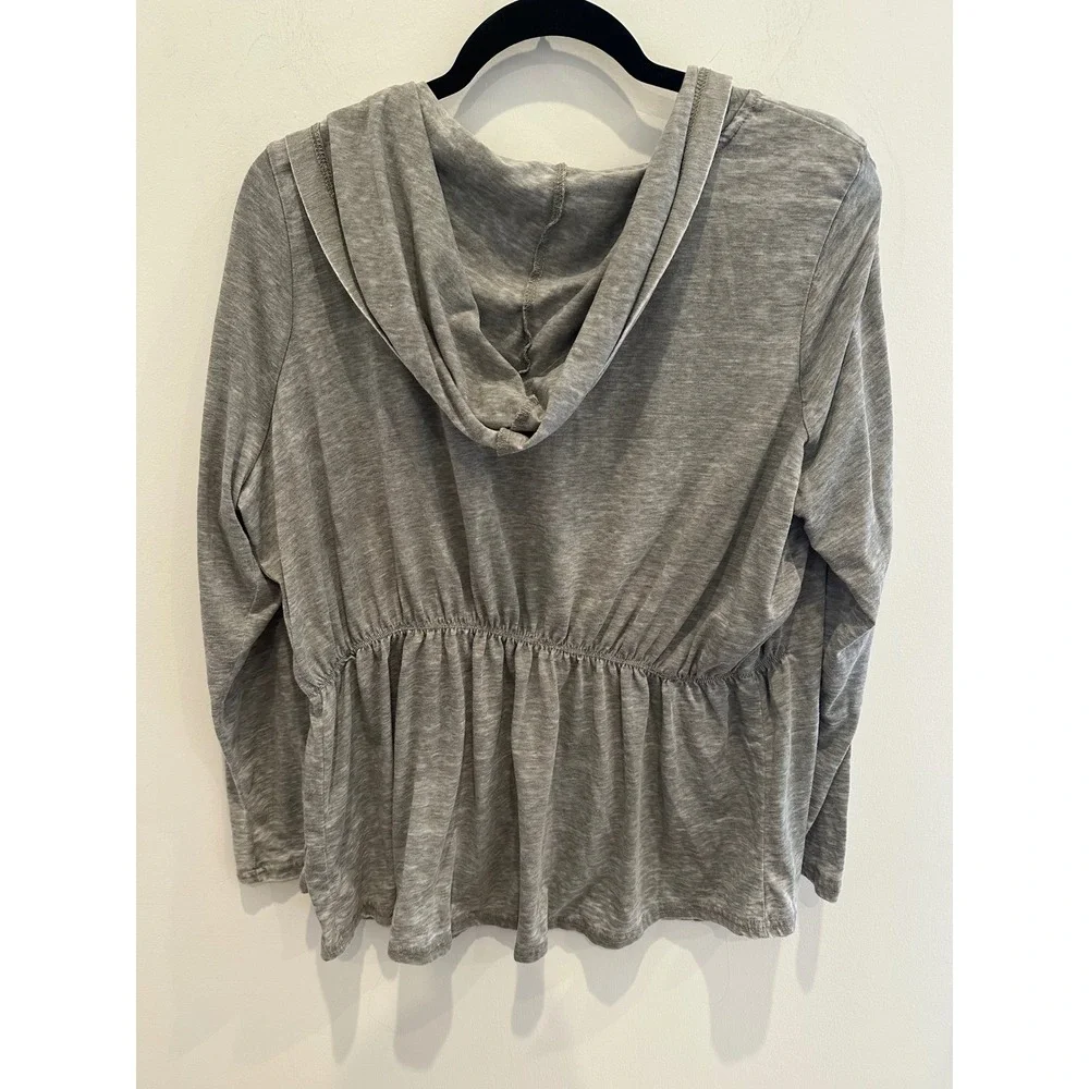 Cyrus Womens 1X Heather Grey Zip Up lightweight Hoodie Cinched Elastic Back - Picture 3 of 5